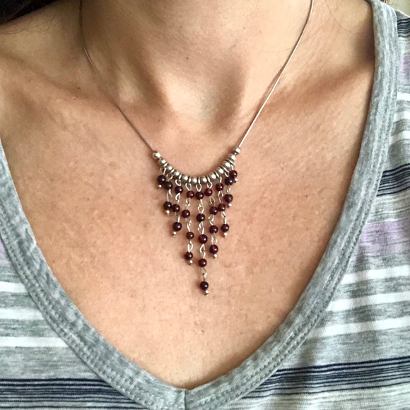 Jewelry - STERLING SILVER and beaded necklace!